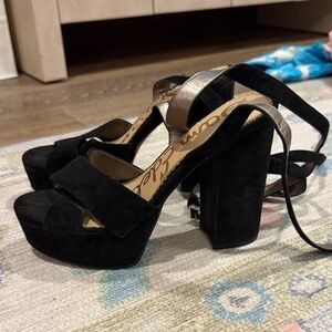 Sam Edelman Black Suede Platform Heels